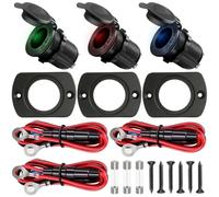Xiatiaosann 3 Pezzi Presa Accendisigari DC 12V/24V 10A Impermeabile Presa Accendisigari Presa di corrente con Luce LED (Rosso/Blu/Verde) per Auto/Motociclo/Marino/ATV, con Fusibile in Vetro, Pannello