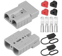 Xiatiaosann 4 pezzi batteria Spina a innesto rapido, 600V 175A, connettore di scollegamento per impieghi gravosi per cavi 0-4 AWG, ignifugo con cappuccio antipolvere e maniglia per auto(rosso/grigio)