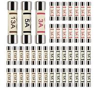 Xiatiaosann 42 pezzi 3 valori 6,3 x 25 mm 0,25 x 1 pollice 3A 5A 13A Amp 240 V kit assortimento di fusibili per tubi in ceramica a soffiatura rapida in una scatola di plastica trasparente