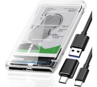 Xiatiaosann 6 Gbps Tool-Free USB 3.0 a SATA III Custodia per disco rigido per HDD SSD da 7 mm/9,5 mm da 2,5 pollici con UASP, con cavo di prolunga da USB a Type-C