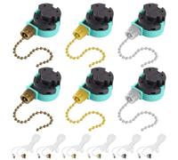 Xiatiaosann 6 pezzi Fan Pull Chain Switch Interruttore del ventilatore da soffitto a 3 velocità 4 fili AC 3A 250V / 6A 125V per Zing Ear ZE-268S6 sostituzione o con stringa di estensione