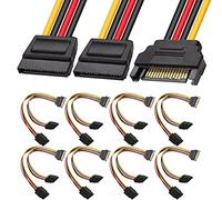 Xiatiaosann 8 Pack SATA Power Splitter Cable, 15 pin SATA maschio a doppio 15 pin SATA femmina Power Y Splitter adattatore per disco rigido HDD SSD 20 cm 7,9 pollici