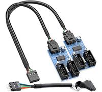 Xiatiaosann 9 pin USB Header maschio 1 a 4 femmina estensione splitter, connettore cavo splitter USB 2.0 per scheda madre, moltiplicatore porta adattatore per CPU 50 cm 12 pollici