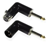 Xiatiaosann adattatore da XLR femmina a 6,35 mm maschio e da XLR maschio a 6,35 mm maschio a 90 gradi, convertitore a 4 angoli regolabili TS per microfono (confezione da 2)
