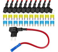 Xiatiaosann Adattatore TAP per fusibile aggiuntivo per auto da 12 V, portafusibile a lama APM mini ATM 10 pezzi con fusibile da 15 A, base fusibile da 1 a 2