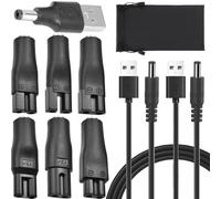 Xiatiaosann Cavo di alimentazione 5V Adattatore USB di sostituzione del caricabatterie, cavo di ricarica per tagliacapelli, regolabarba, rasoi, depuratori (2 cavi e 7 adattatori e borsa)