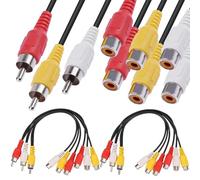 Xiatiaosann Cavo sdoppiatore RCA, 3 jack maschio RCA a 6 prolunghe con spina RCA femmina, cavo sdoppiatore adattatore audio video AV per laptop (confezione da 2, 32 cm/12,6 pollici)