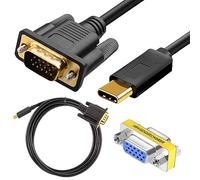 Xiatiaosann Cavo USB C a VGA 1,2 m, 4K a 30 Hz Cavo convertitore adattatore USB tipo C maschio a VGA maschio, prolunga da tipo C a VGA, con adattatore VGA femmina a femmina