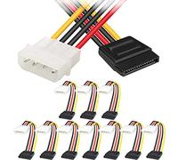 Xiatiaosann Confezione da 10 Adattatori SATA a Molex - Cavo di Alimentazione da 4 Pin LP4 Maschio a 15 Pin Femmina per Unità DVD e Disco Rigido - 25 cm/10 Pollici