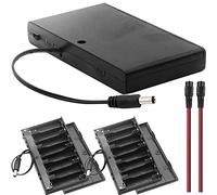 Xiatiaosann Custodia portabatteria AA 12V con interruttore jack per spina CC da 2,1 mm x 5,5 mm, scatola batteria da 12 Volt, interruttore on/off 8 x 1,5 V AA, 2 pezzi