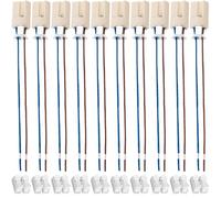 Xiatiaosann G9 supporto base lampada in ceramica, G9 Bi-Pin luce LED perline alogene zoccolo con filo Stand LED invecchiamento lampada di prova staffa, con connettori filo (10 Pack, 0.75m², 25cm)