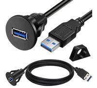 Xiatiaosann Piccolo cavo USB 3.0 per montaggio a incasso AUX per auto, cavo di prolunga USB 3.0 maschio-femmina per montaggio a pannello per auto, barca o moto (3FT/1m)