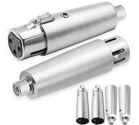 Xiatiaosann RCA femmina a XLR 3 pin maschio adattatore femmina jack convertitore presa audio connettore accoppiatore per amplificatore stereo, argento, 6 pezzi