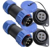 Xiatiaosann SP21 connettore a 4 pin per montaggio a pannello da 21 mm, cavo circolare impermeabile IP67 presa a spina 12V 30A per uscita CC BLUETTI (4 pacchetti, spina maschio e femmina)