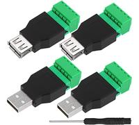 Xiatiaosann USB Tipo A Connettore Terminale a Vite Adattatore a 5 Vie/Pin Block Senza Saldatura, Kit di Riparazione USB 2.0, 4 PZ