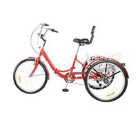 XIAYUHE 3 ruote da 24 pollici per adulti, pieghevole, 7 marce, 3 ruote, altezza della seduta regolabile 76 - 95 cm, bicicletta a tre ruote con portabevande, luce frontale a LED, riflettori