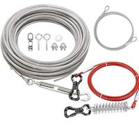 XiaZ - Cavo per legare i cani, 15,2 m, per cani fino a 90,7 kg, resistente per cortile, campeggio, all'aperto, con puleggia da 3 m con molla
