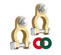 Xibao 2PCS Morsetti Batteria Auto,Terminali Batteria con 2 Cuscinetti Anticorrosione,Connettori di Batteria Positivo e Negativo M8 in Ottone,Adatto per Auto,Furgoni,Roulotte,Camper,Camion,Moto,ecc