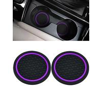 Xibao 2PCS Sottobicchieri da Auto Universale,Sottobicchieri Universali Antiscivolo Auto Portabicchieri in Silicone,Accessori per Autos,Adatto per la Maggior Parte delle Auto,SUV (Nero&Viola)
