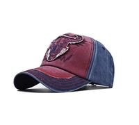 XibeiTrade Vintage Bull Ricamo Baseball Cap Uomini Donne Cotone Outdoor Street Golf Cappello Rosso vinaccia M