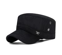 XibeiTrade Vintage Cadet Army Hat Retro Militare Flat Top Baseball Papà Sun Cap Outdoor Sport Cappello, Nero