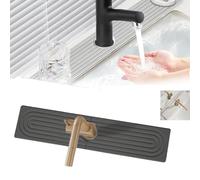 XIBHDN Instant Drying Stone, Stone Faucet Mat for Kitchen Sink, Drying Stone for Kitchen Sink, Prevents Moisture Buildup, Stone Drying Trays Sink for Countertop Kitchen Bathroom (Dark Gray, 40*10cm)