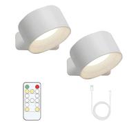 XIBHDN Lights of Sweden Wall Lights, Lights of Sweden,Rechargeable Wall Sconce, With 3 Color Temperatures & Brightness for Bedroom Bedside Reading Decor (White-2pcs)