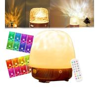 XIBHDN Lunie Lamp,Lunie Fire Lamp,16 Color Mushroom Light With Lampshade,Projector Light,Charging, Remote Control, Touch Style,for Room Decor, Bedroom, Party, Gift (Walnut)