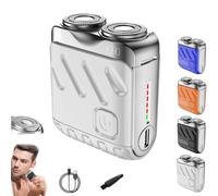 XIBHDN Skypicnic Portable Rotary Dual Ring Electric Shaver,Luggage Electric Shavers,Beard Shaver Mini and Portable Suitcase Design, for Men Home Travel (White)