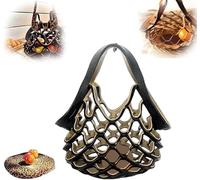 XiChiu Borsa tote pieghevole in pelle fatta a mano, borsa a rete 2 in 1 borsa per la spesa piatta ripiegabile, borsa a tracolla portatile pieghevole piatta, borsa in pelle da donna, Style-C., 8x5x10