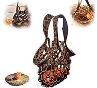 XiChiu Borsa tote pieghevole in pelle fatta a mano, borsa a rete 2 in 1 borsa per la spesa piatta ripiegabile, borsa a tracolla portatile pieghevole piatta, borsa in pelle da donna, Stile B., 8x5x10