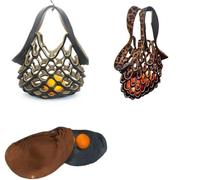 XiChiu Borsa tote pieghevole in pelle fatta a mano, borsa a rete 2 in 1 borsa per la spesa piatta ripiegabile, borsa a tracolla portatile pieghevole piatta, borsa in pelle da donna, Style-d, 8x5x10 in