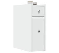 Xichuzi Armadietto da Bagno Stretto con Ruote Bianco in Truciolato, Mobiletto da Bagno Salvaspazio