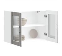 Xichuzi Pensile da Cucina con Porta in Vetro Lucca Grigio Sonoma -853853