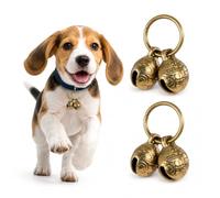 Xiciki 2 collari per gatti in ottone con campana e campane per cani extra | Campane in ottone con finitura anticata, suono extra forte per il tracciamento. Facile chiusura a clip