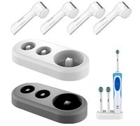 Xiciki 2 x supporto per spazzolino elettrico, base di ricambio compatibile con spazzolino da denti orale B e 4 x custodia per spazzolino da denti, organizer per spazzolino da denti per riporre il