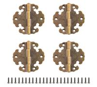 Xiciki 4 Pezzi Cerniera Mobili Antiche Cerniere, Cerniera Porta Armadio Vino Piano con 24 viti, Cerniere Vintage Bronzo per la Decorazione di Armadi Porte in Legno, Librerie