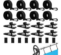 Xiciki Set di 8 avvolgitore per piscina, cinghie di fissaggio e 8 morsetti, cinghie di fissaggio per sistema di avvolgimento mobile per teloni da piscina, pellicola solare per coperture