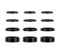 Xiciki Set distanziatori per bicicletta Ahead (2/3/5/10 mm) in alluminio, per MTB, bici da strada e BMX (nero)