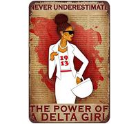 Xiddxu Cartello con scritta "Never Underestimate Power of Girl", regalo per la festa della donna, per la casa, in metallo, stile retrò, per dessert, negozi, bar, fattoria, 20 x 30 cm