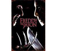 Xiddxu Freddy vs Jason Horror Movie Targa in metallo vintage in latta con pittura in ferro decorazione da parete poster in metallo per bar, ristorante, caffetteria, uomo, grotta, pub, bar, decorazione