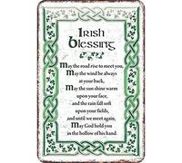 Xiddxu Placca in metallo vintage con scritta "Shamrock Irish Blessing" (lingua italiana non garantita), targa da parete in metallo, decorazione per la casa, 14 x 20 cm