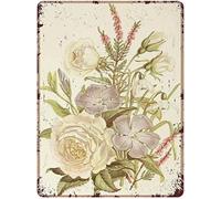 Xiddxu Stampa botanica Il linguaggio dei fiori Targa in metallo per esterni Targa decorativa vintage Poster per grotte Garage Pub Bar Cucina Decorazione per la casa 14 x 20,3 cm