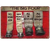 Xiddxu Targa da parete in alluminio, stile vintage, con scritta "The Big Four Firefighter Do Your Job" (lingua italiana non garantita), regalo divertente, retrò, per cucina all'aperto, garage, uomo