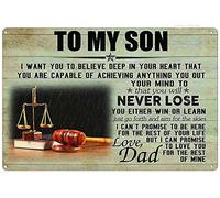 Xiddxu Targa in latta con scritta in lingua inglese "To My Son I want you to believe deep in your heart that you are capable of achieving that you will never lose, love dad", decorazione da parete, 20