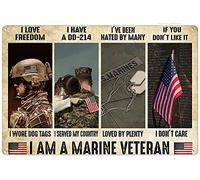 Xiddxu Targa in latta "I am a Marine Veteran I Love Freedom I Woe Dog Tags I Have a dd 214 I Served My Country", 20,3 x 30,5 cm