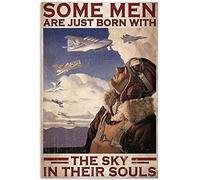 Xiddxu Targa in metallo con scritta in inglese "Some Men are Just Born with The Sky in Their Souls" (lingua italiana non garantita) per casa, bar, caffetteria, fattoria, divertente, decorazione da