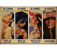 Xiddxu Targa in metallo con scritta in lingua inglese "Puerto Rican Girls Be Strong Be Brave Be Humble Be Bad", decorazione da parete, per casa, bar, garage, 30,5 x 40,6 cm
