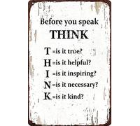 Xiddxu Targa in metallo resistente con scritta "Before You Speak Think Art", per cucina, bar, caffetteria, ristorante, casa, garage, decorazione da parete, 15,2 x 20,3 cm