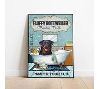 Xiddxu Targa in metallo retrò, 20,3 x 30,5 cm, per amanti dei rottweiler, con scritta in lingua inglese "Love Rottweiler", poster con cane carino, decorazione per il bagno, arte nostalgica